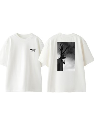 Death Note Ryuk Şinigami Tasarım Sırt Baskılı Pamuk Beyaz Oversize T-Shirt