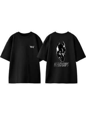 Death Grips 1 Tasarım Sırt Baskılı Pamuk Siyah Oversize T-Shirt