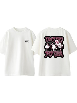 Twisted Arts Sister Tasarım Sırt Baskılı Pamuk Beyaz Oversize T-Shirt