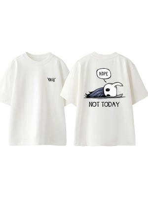 Hollow Knight 3 Tasarım Sırt Baskılı Pamuk Beyaz Oversize T-Shirt