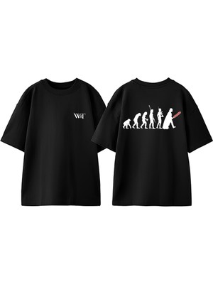 Star Wars Dart Vader 8 Tasarım Sırt Baskılı Pamuk Siyah Oversize T-Shirt