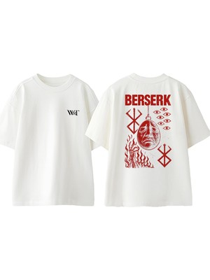 Berserk Göz Yaşı Tasarım Sırt Baskılı Pamuk Beyaz Oversize T-Shirt
