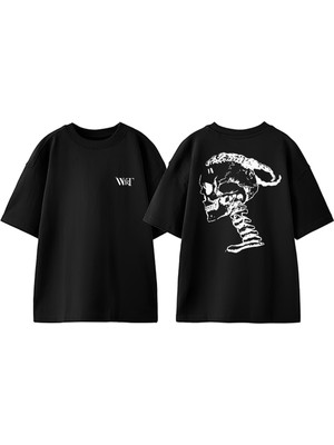 Xxxtentacion Skull Logo Tasarım Sırt Baskılı Pamuk Siyah Oversize T-Shirt