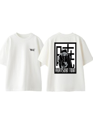 Naruto Obito Anime 1 Tasarım Sırt Baskılı Pamuk Beyaz Oversize T-Shirt