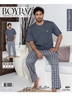 Boyraz Erkek Penye Süprem Kısa Kol Pijama Takımı 70028