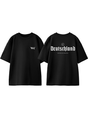 Rammsteın Deutschland Tasarım Sırt Baskılı Pamuk Siyah Oversize T-Shirt