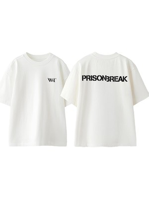 Prıson Break 1 Tasarım Sırt Baskılı Pamuk Beyaz Oversize T-Shirt