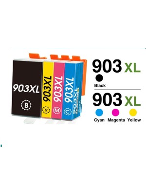 Hp Officejet 6950/PRO 6960/PRO 6970 Yazıcı Uyumlu (903) 903XL 4 Renk Muadil Kartuş Seti