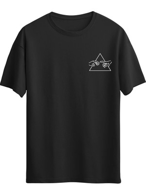 Finger Triangle Baskılı Siyah Tshirt