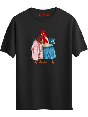 Horoz Tavuk Aile T-Shirt, Erkek Tişört, Kadın Tişört, Unisex T-Shirt