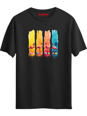 Colorful Flamingo Day Baskılı T-Shirt