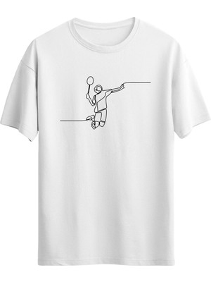 Tennis Player Art Baskılı T-Shirt