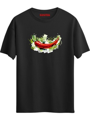 Biber Kırmızı Baskılı Tasarım T-Shirt