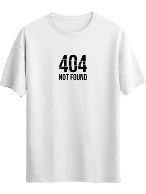 404 Not Found Baskılı Beyaz Tshirt