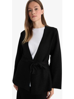 DeFacto Fitted V Yaka Bağlamalı Triko Hırka F1986AX25AU