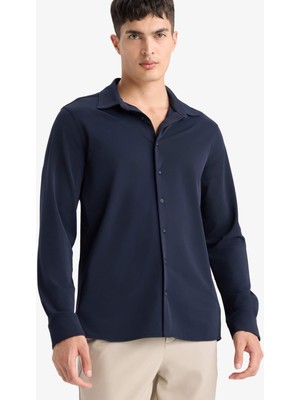 DeFacto Slim Fit Polo Yaka Pike Uzun Kollu Gömlek F0337AX25AU