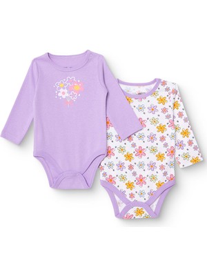 Hellobaby Kız Bebek 2li Uzun Kol Body Ribana Çıtçıtlı Yaka Uzun Kol