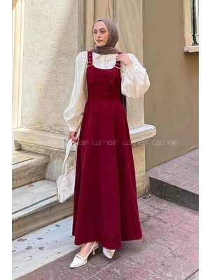 Askılı Gabardin Tesettür Jile Bordo