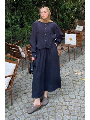 Etekli Tesettür Takım Siyah