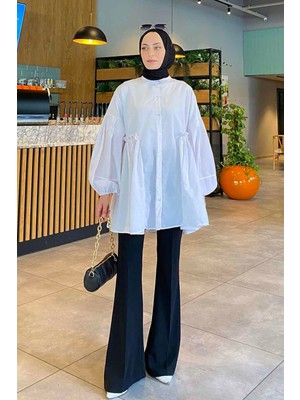 Lopez Balon Kol Tunik Beyaz