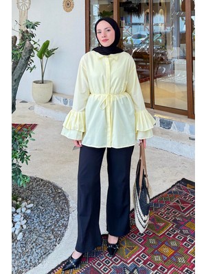 Piliseli Uzun Gömlek Sarı