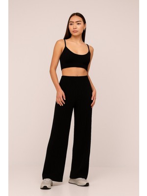 Kemer Torbalı Fitilli Triko Pantolon