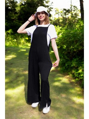 Yazlık Askılı Rahat Keten Tulum