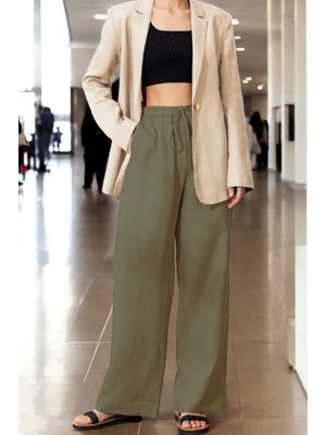 Beli Bağcıklı Yazlık Şık Keten Pantolon