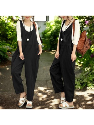 Yazlık Salopet Keten Tulum