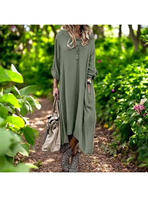 Yazlık Cepli Keten Elbise