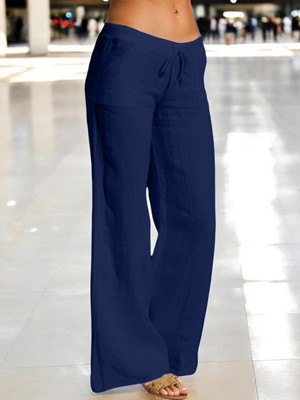 Günlük Rahat Kesim Kadın Keten Pantolon