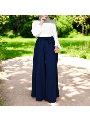 Yazlık Kemerli Keten Şalvar Pantolon