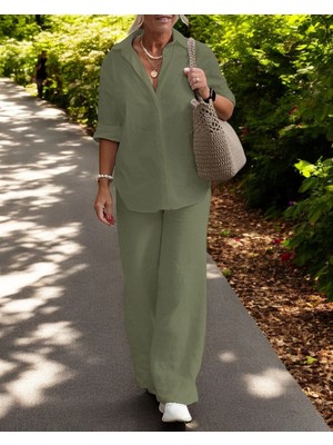 Gömlek Pantolon Yazlık Rahat Keten Takım