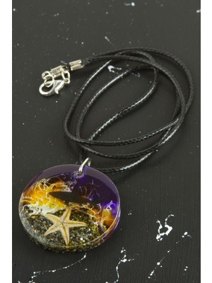 Ds-Derin Köpek Balığı Deniz Efektli Epoksi Kolye-Mor