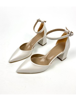 Gloriys Ayakkabı & Çanta Sedef Deri 6cm Kalın Topuklu Ayakkabı 01453