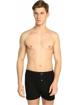 Tutku 12'li Eko Paket- Iki Renk Erkek Penye Düz Boxer TER0117 (6 Siyah-6 Gri)