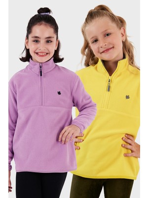 Lela Yumuşak Dokulu Fermuarlı Dik Yaka Şardonlu 2'li Paket Polar Çocuk Polar 5905002S2