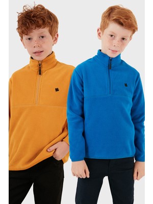 Lela Yumuşak Dokulu Fermuarlı Dik Yaka Şardonlu 2'li Paket Polar Çocuk Polar 5905002S2