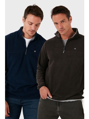 Buratti Slim Fit Anti-Pilling Tüylenme Yapmayan Bato Yaka Şardonlu 2'li Paket Polar Erkek POLAR 5906001S2