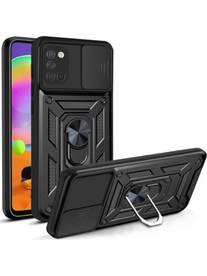 Fibaks A31 Uyumlu Kılıf Kamera Korumalı Sürgülü Yüzüklü Armor Military Tank Zırh