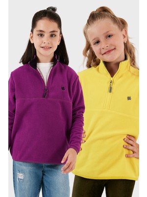 Lela Yumuşak Dokulu Fermuarlı Dik Yaka Şardonlu 2'li Paket Polar Çocuk Polar 5905002S2