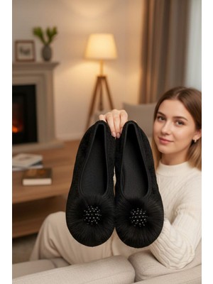 Ceyda Babet Süslü Kadife Ev,Hac, Umre Babeti, Hediye, Günlük Babet,Tüylü Babet, Panduf, Patik, Gösteri Pisi Pisi