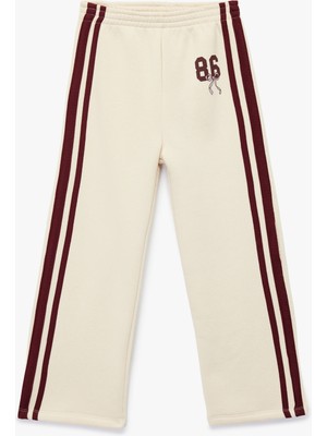 Şardonlu Baskılı Geniş Paça Eşofman Altı