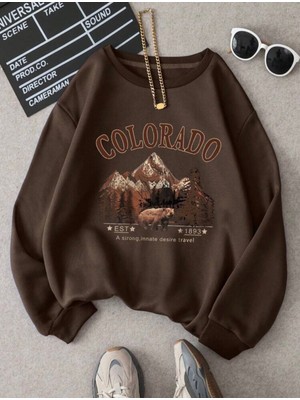 Unisex Colorado Baskılı Oversize Sweatshirt