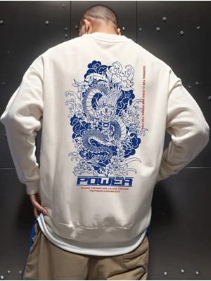 Trend Rahat Kalıp Baskılı Oversize Erkek Sweatshirt