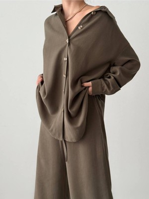 Kadın Oversize Gömlek & Palazzo Pantolon Salaş Ikili Takım