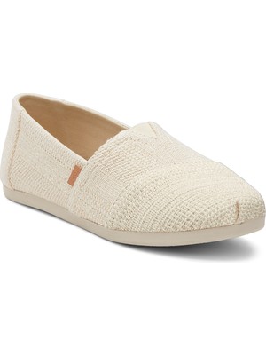 Kadın Espadril / Keten 10020656 10020665 Toms Alpargata Classic Metallic Linen Stripe