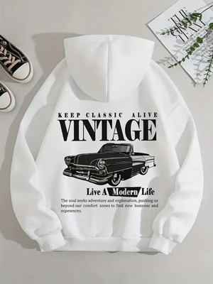 Keep Classic Alive Vintage Rahat Kalıp Oversize Unisex Kapüşonlu Sweatshirt