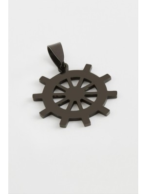 Ds-Derin Dümen Çelik Kolye Ucu 2,5 Cm-Siyah
