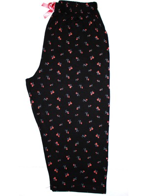 Yüksek Bel Kaliteli Yazlık Kapri Boy Büyük Beden Pijama Alt Bermuda Çiçek - Kelebek Desenli